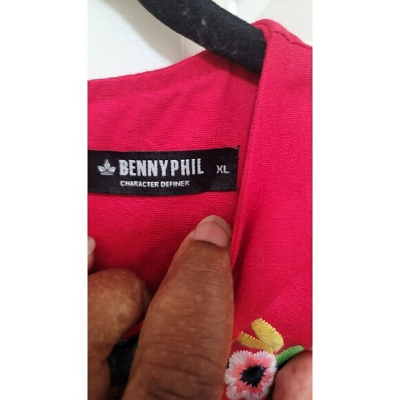 BENNY PHIL WOMEN'S RED FLOWER PRINT EMBROIDERY DRESS SIZE XL - Picture 7 of 8